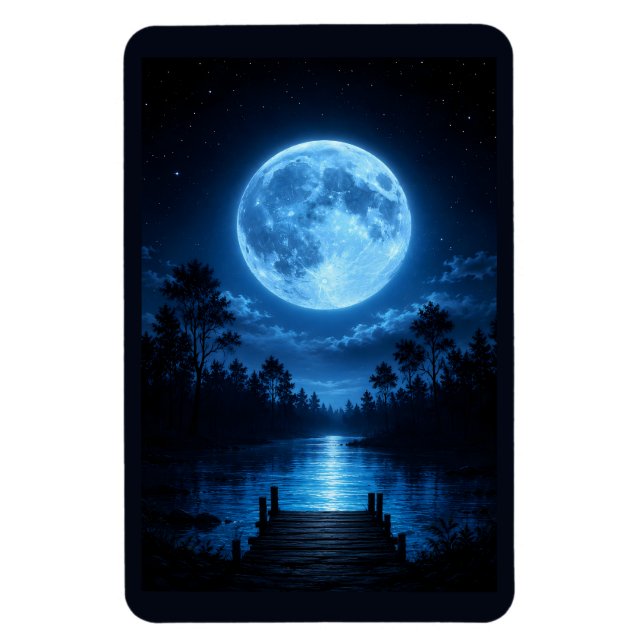 Celestial månbelyst skogsreflektion Estetik Magnet (Vertikal)