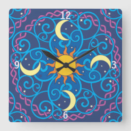 Celestial Mandala Clock Fyrkantig Klocka