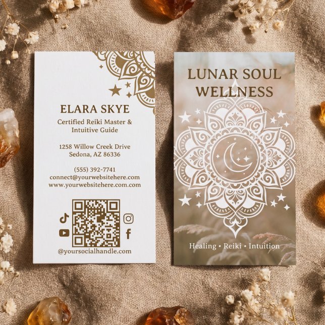 Celestial Mandala Holistisk Andlig Välbefinnande Visitkort (Celestial Mandala Holistic Spiritual Wellness Business Card)