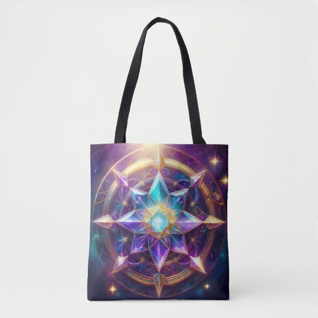 Celestial Mandala - Radiant Star Crystal Artwork Tygkasse (Framsida)
