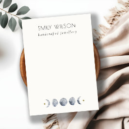 Celestial Måne Blank Jewelry Watercolor Visning Visitkort