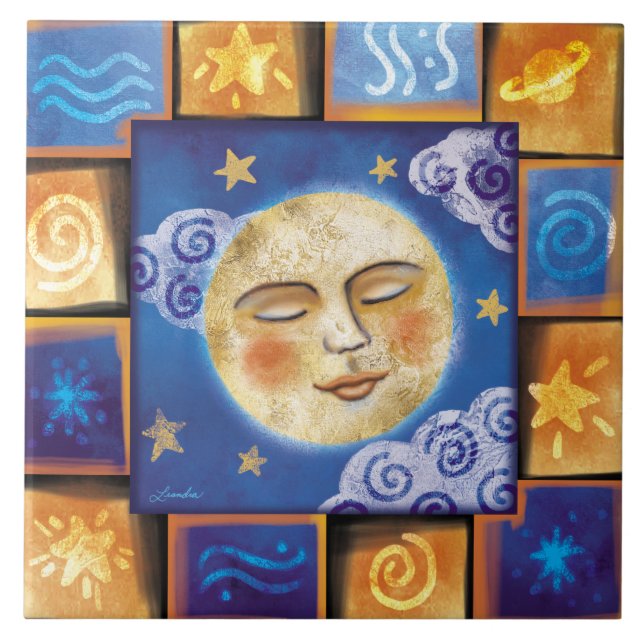 Celestial Måne Ceramic Tile Kakelplatta (Framsidan)