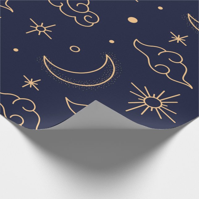 Celestial Måne & Cloud Wrapping Papper Presentpapper (Hörn)