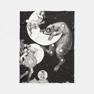 Celestial Måne Himlar Universe God Nattbelysning Fleecefilt