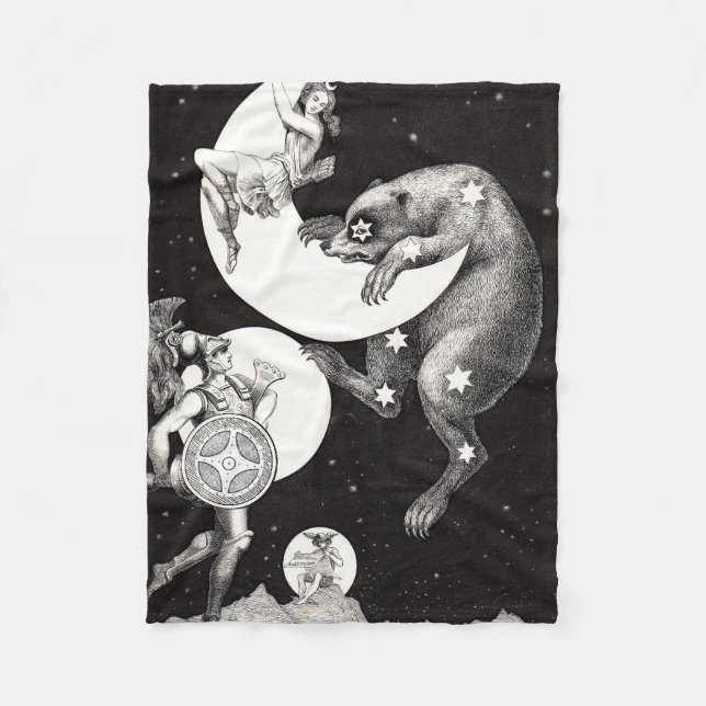 Celestial Måne Himlar Universe God Nattbelysning Fleecefilt (Framsidan)