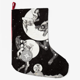 Celestial Måne Himlar Universe God Nattbelysning Liten Julstrumpa