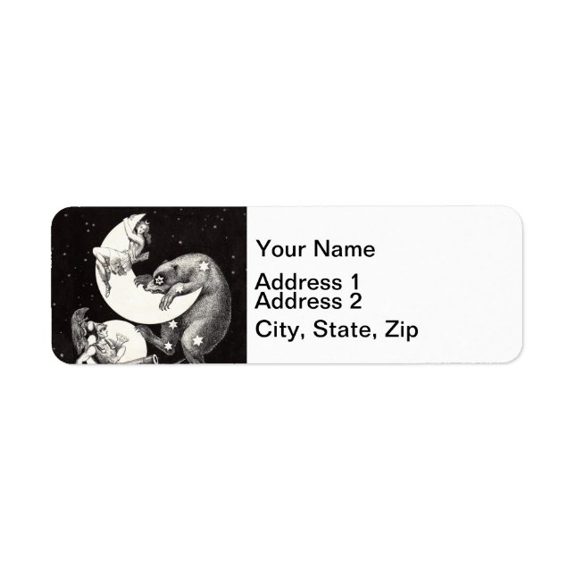 Celestial Måne Himlar Universe God Nattbelysning Returadress Etikett (Framsidan)