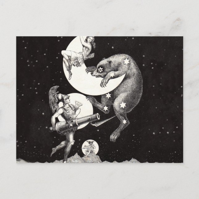 Celestial Måne Himlar Universe God Nattbelysning Vykort (Framsida)