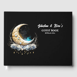 Celestial måne luna stjärnstjärnstjärnor gästböcker