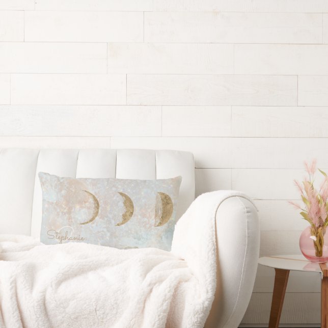 Celestial Måne Monogram Elegant Bolster Pillow Lumbarkudde (Soffa)