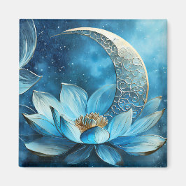 Celestial måne och lotus blomma magnet