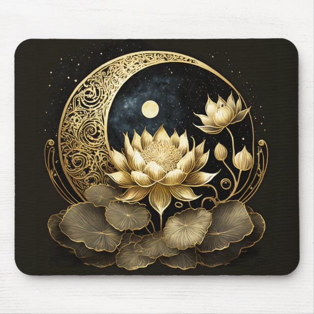 Celestial måne och lotus blomma musmatta (Framsidan)