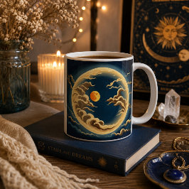 Celestial måne och sol Vintage Mystisk Natt Himmel Kaffemugg