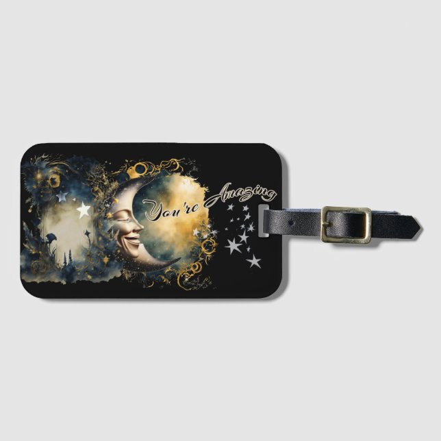 Celestial Måne och Stars "Du är Fantastisk" Bagagebricka (Framsida horisontal)