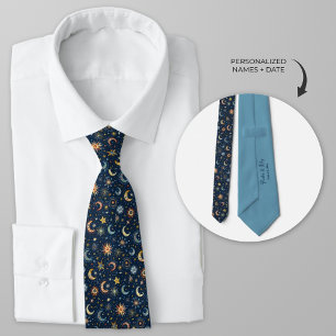 Celestial Måne och Stars Folk Art Slips