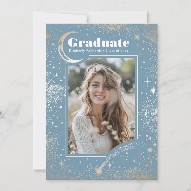 Celestial Måne och Stars Student Photo Studenten Inbjudningar (Framsida)