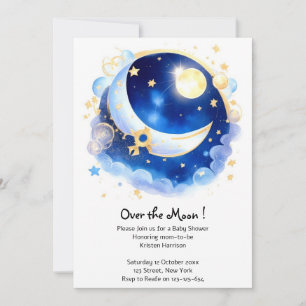 Celestial Måne och Stars Theme Baby Shower Inbjudningar