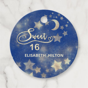 Celestial måne och stjärnor calligraphy sweet sixt gåvor etiketter
