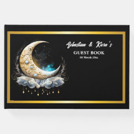 Celestial måne par silhuette starthatt gästböcker