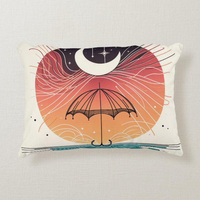 Celestial Måne Paraplla med Star Rain Art Prydnadskudde (Framsidan)