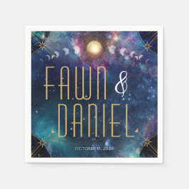 Celestial Måne Phase Bröllop Napkins Pappersservett