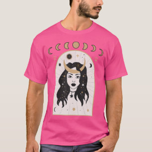 Celestial Måne Phases and Girl Mystical Boho Wicca T Shirt
