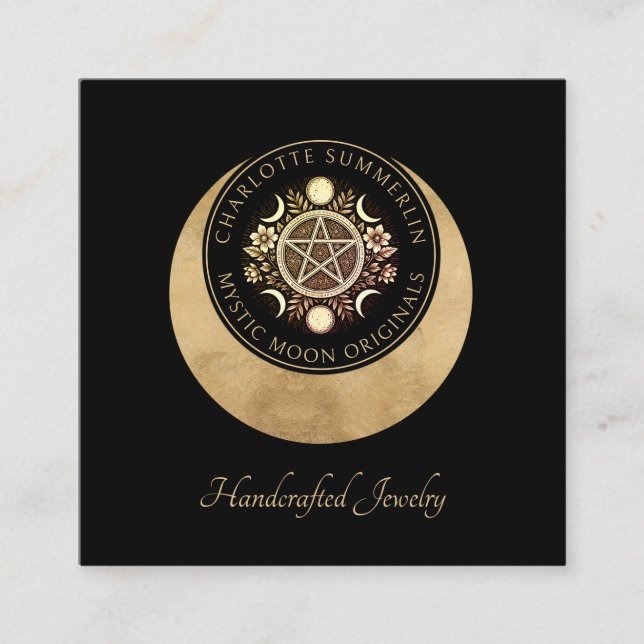Celestial Måne Phases Jewelry Designer Fyrkantigt Visitkort (Framsida)