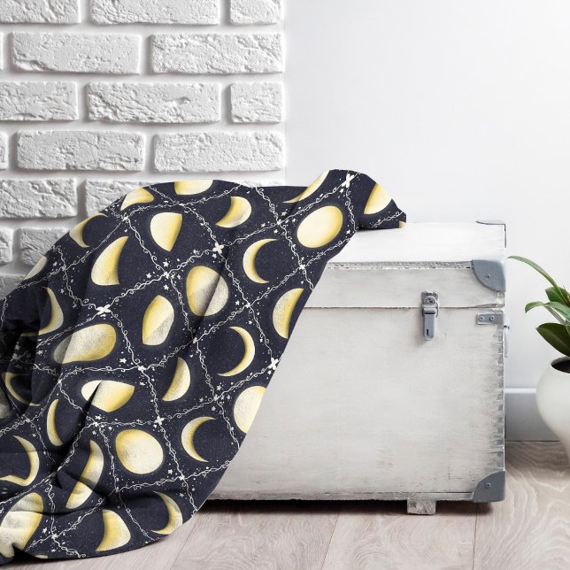 Celestial Måne Phases Mönster Fleecefilt (Moon Phases Pattern Fleece Blanket)