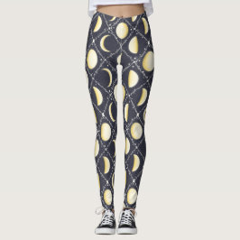 Celestial Måne Phases Mönster Leggings