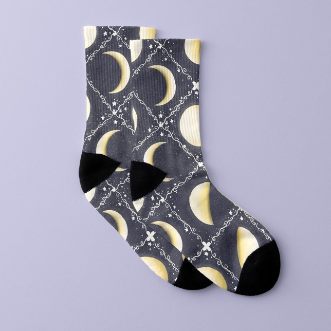 Celestial Måne Phases Mönster Strumpor (Moon Phases Socks)