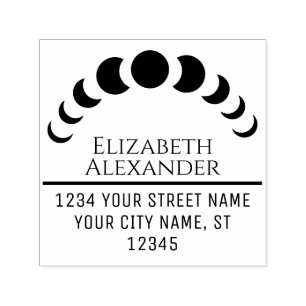 Celestial Måne Phases Namn Returadress #3 Självfärgande Stämpel