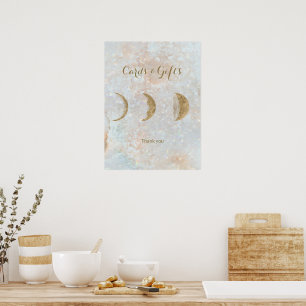 Celestial Måne Simple Chic Elegant bröllop Poster