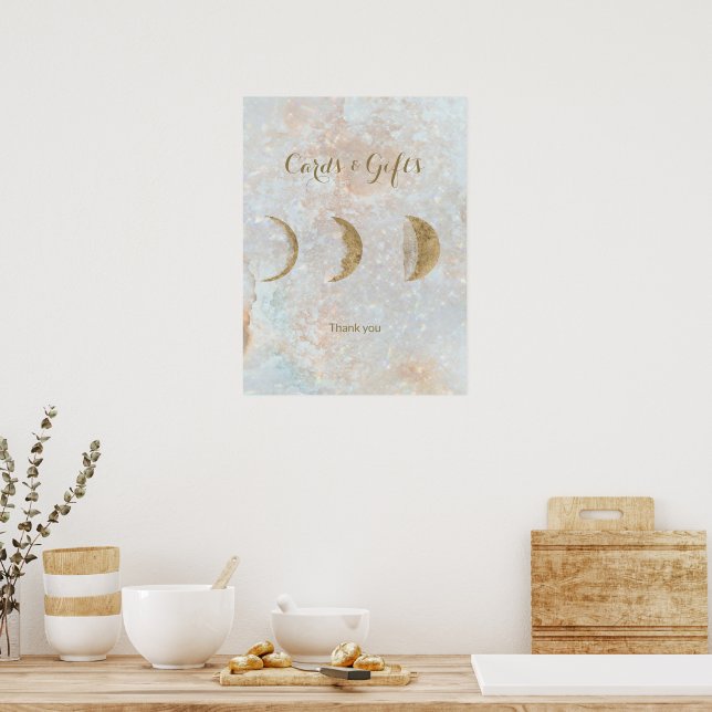 Celestial Måne Simple Chic Elegant bröllop Poster (Kök)