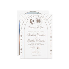 Celestial Måne & Sol Monogram Vapensköld OSA QR-ko Inbjudningar