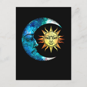 Celestial Måne Sol Spirituality Luna Art Vykort