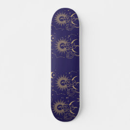 Celestial Måne & Sol Theme Mini Skateboard Bräda 18,5 Cm