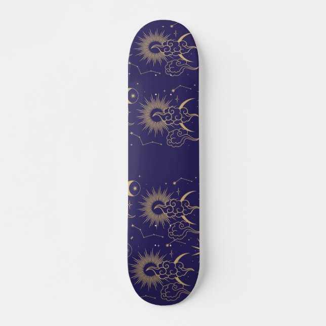 Celestial Måne & Sol Theme  Mini Skateboard Bräda 18,5 Cm (Framsida)