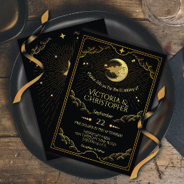 Celestial Måne & Stars Faux Guld Bröllop Inbjudningar