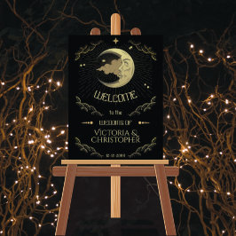 Celestial Måne & Stars Faux Guld Bröllop Välkommen Poster