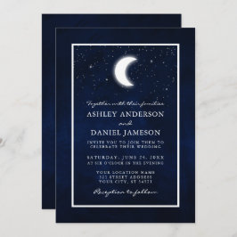 Celestial Måne Stars Framed Bröllop Inbjudningar