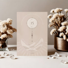 Celestial Måne Stars Holistic Boho Tabel Number Bordsnummer