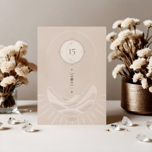 Celestial Måne Stars Holistic Boho Tabel Number Bordsnummer