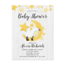 Celestial Måne Stars & Lamb Baby Shower-inbjudan
