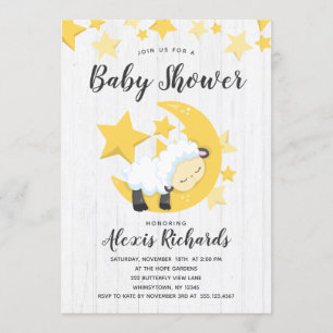 Celestial Måne Stars & Lamb Baby Shower-inbjudan Inbjudningar