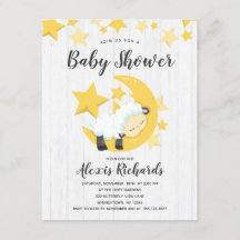 Celestial Måne Stars & Lamb Baby Shower-inbjudan