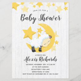 Celestial Måne Stars & Lamb Baby Shower-inbjudan Inbjudningar