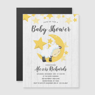 Celestial Måne Stars & Lamb Baby Shower-inbjudan Magnetisk Inbjudningskort
