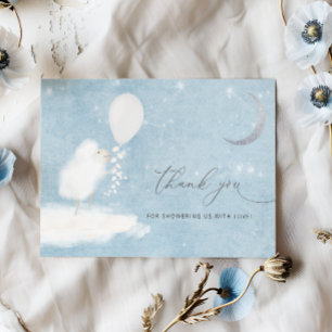Celestial Måne Stars & Lamb Baby Shower Tack Kort