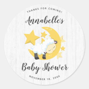 Celestial Måne Stars & Lamb Baby Shower Tack Runt Klistermärke