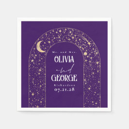 Celestial Måne Stars Lila Bröllop Pappersservett